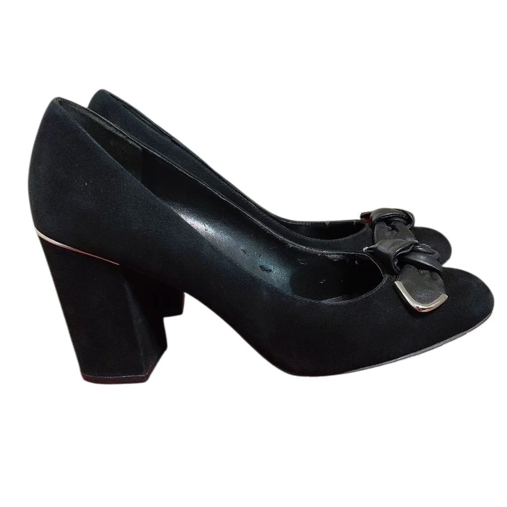 Michael Kors Liza Black Suede Block Heel Pump size 7 M - Picture 5 of 13